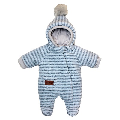 Комбинезон для мальчика и девочки Полосатик на синтепоне Балуша ш974/2 серо голубой 1